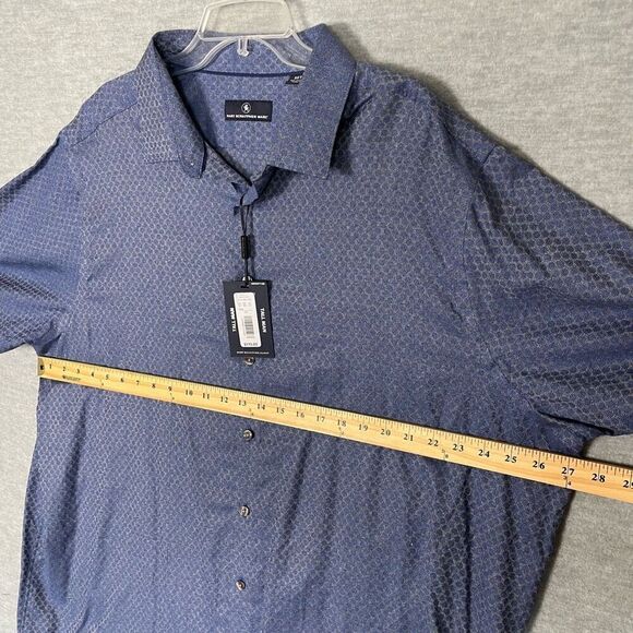 Hart Schaffner Marx Shirt Men's 3X Tall 3XT Blue Gray Geometric Dots NWT $115 - Picture 7 of 9